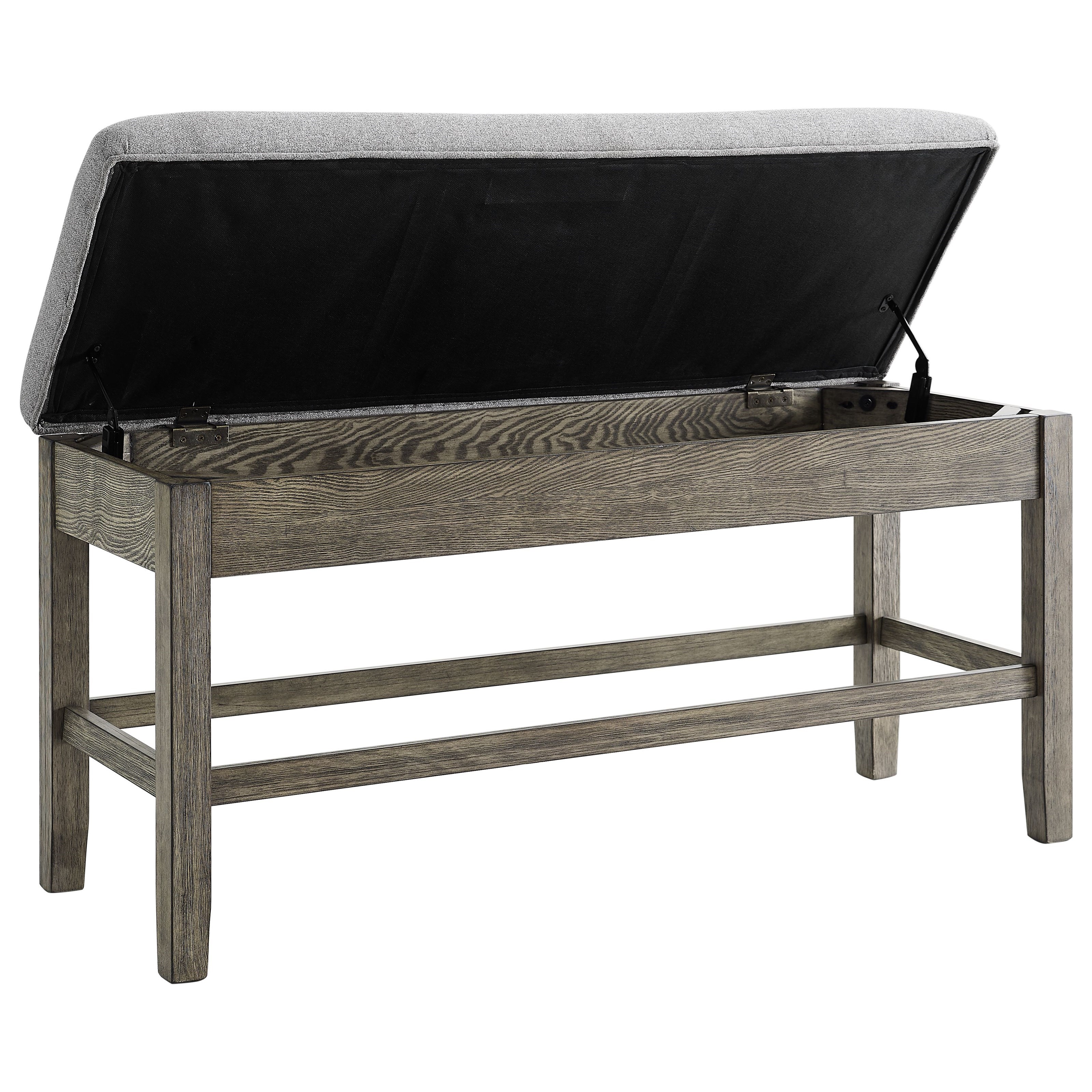 Counter height bench with clearance storage